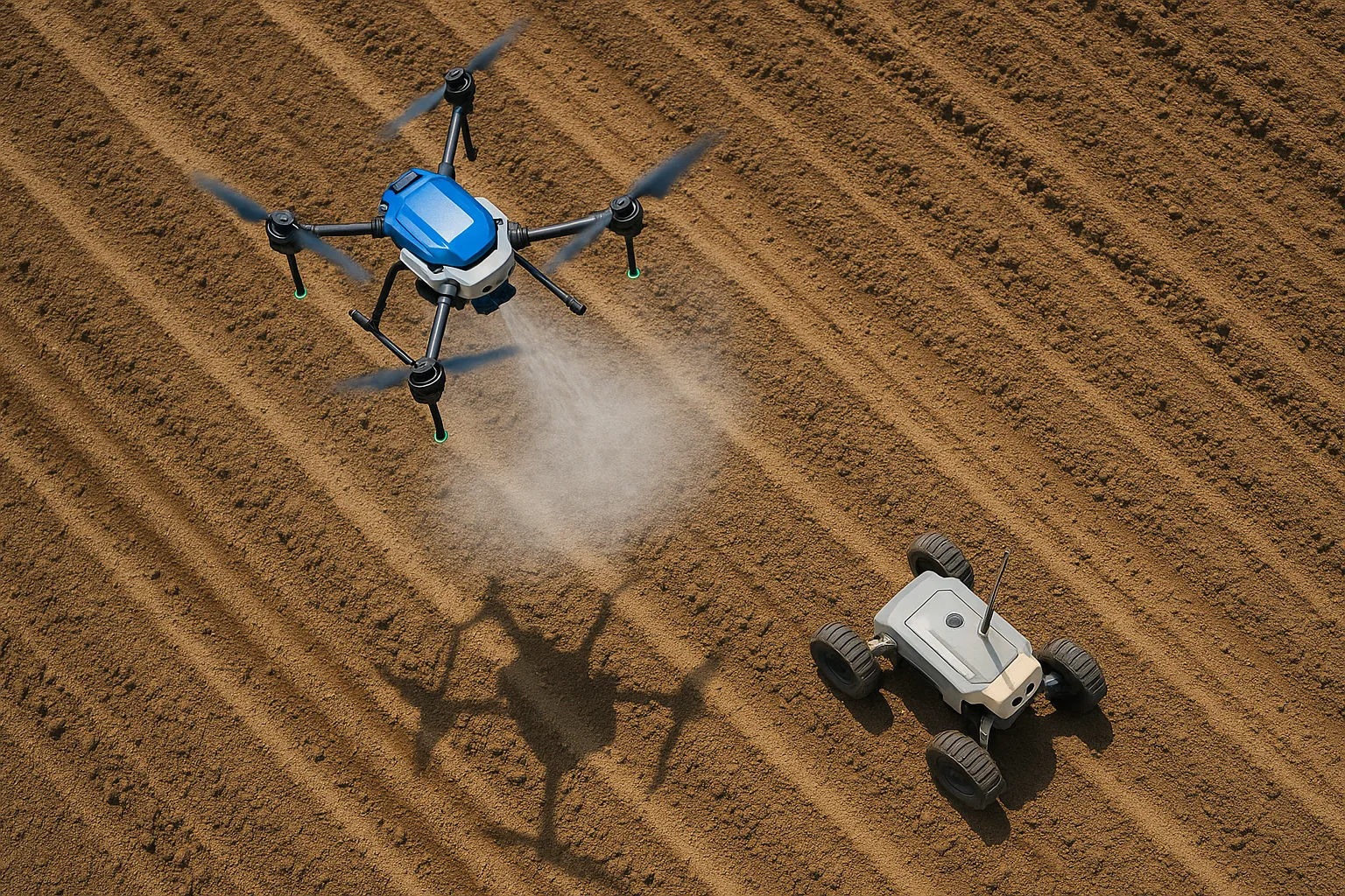 Drone & ground robot data fusion.