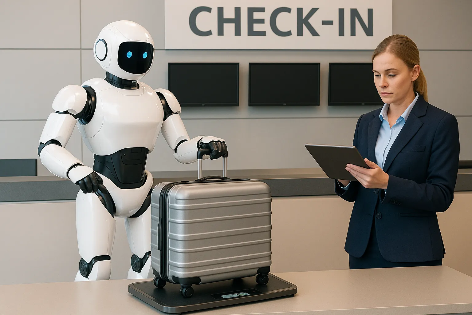 Luggage robot at departure hall.