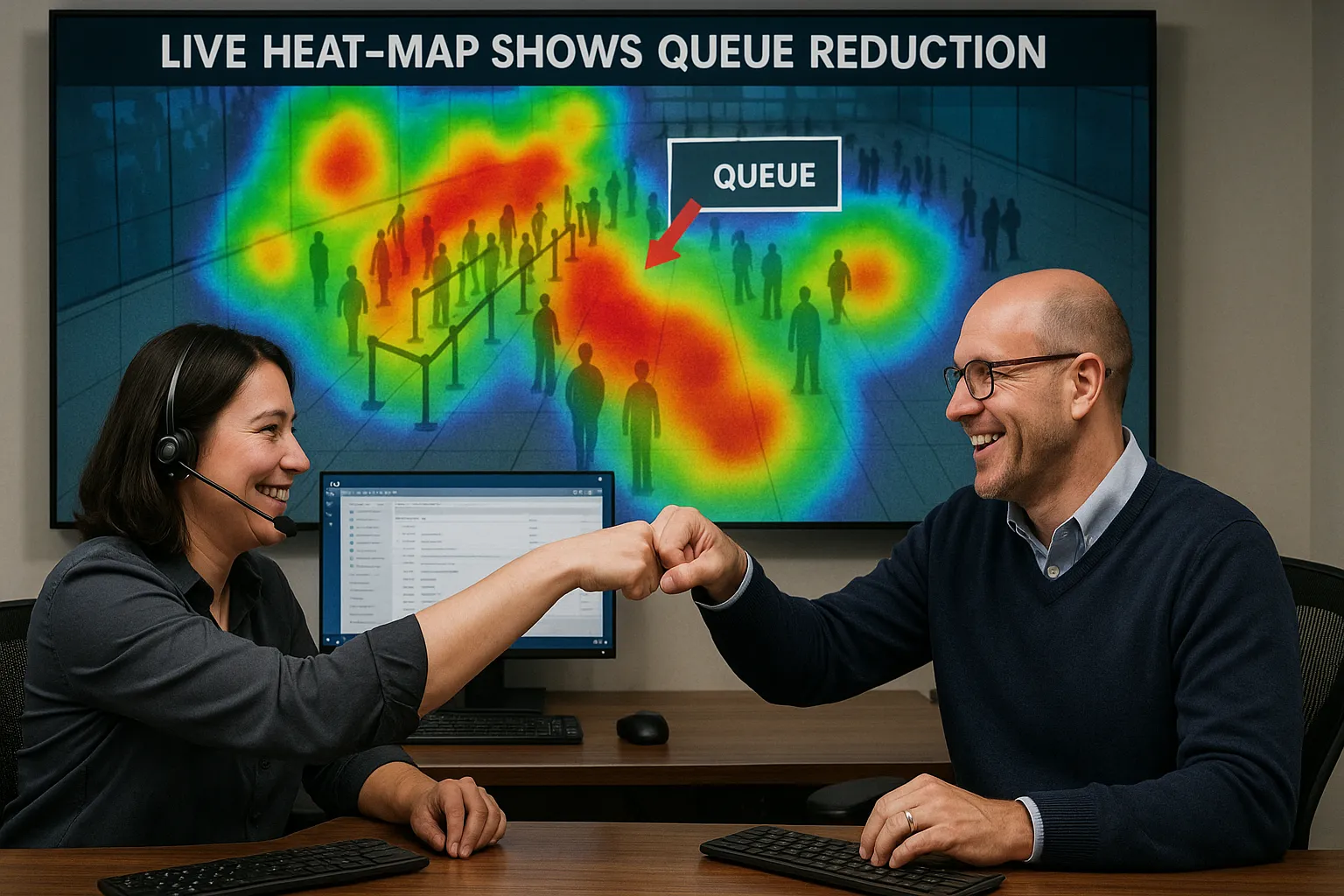 Operations staff monitoring live map.