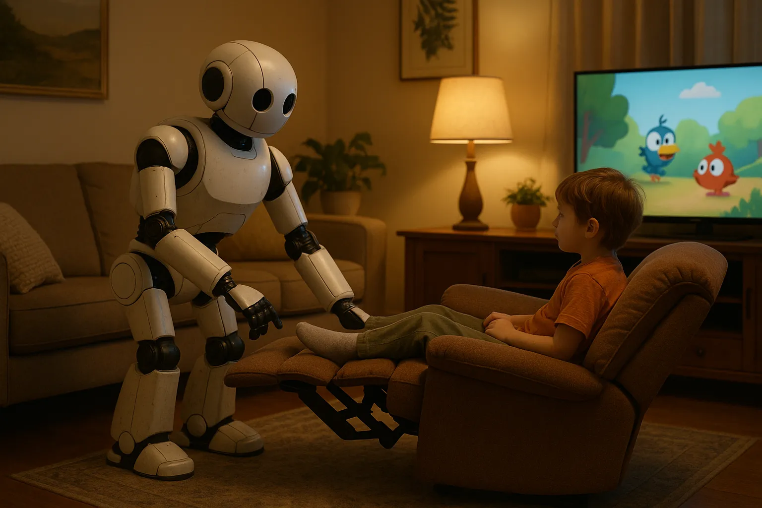 Robot adjusting bedside table position.