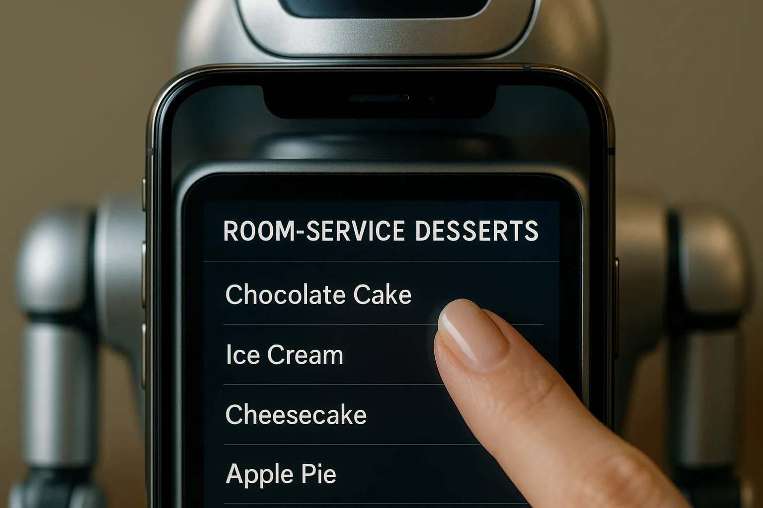 Touch-screen interface for guest orders.