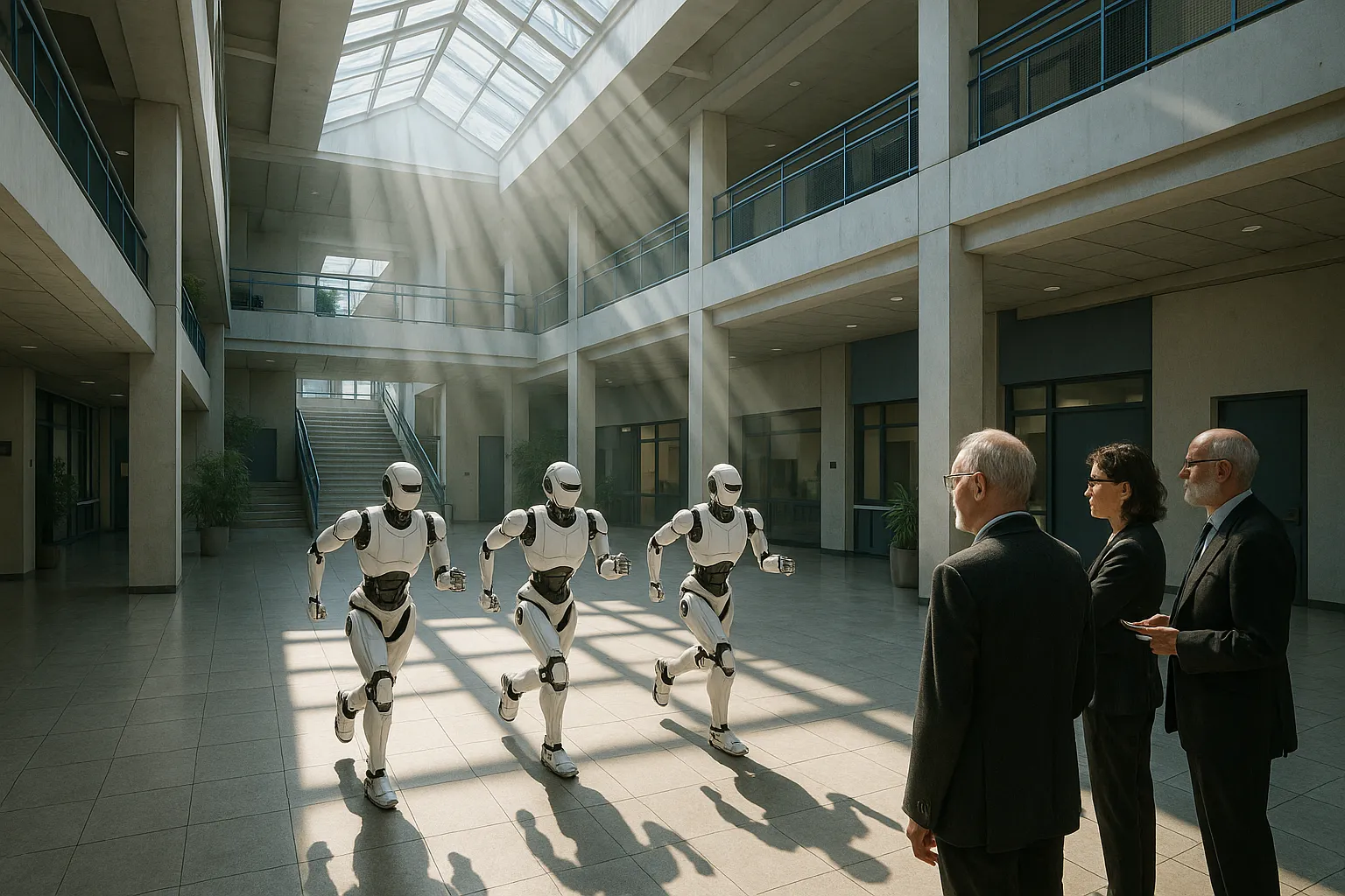 Multi-robot demo in university atrium.