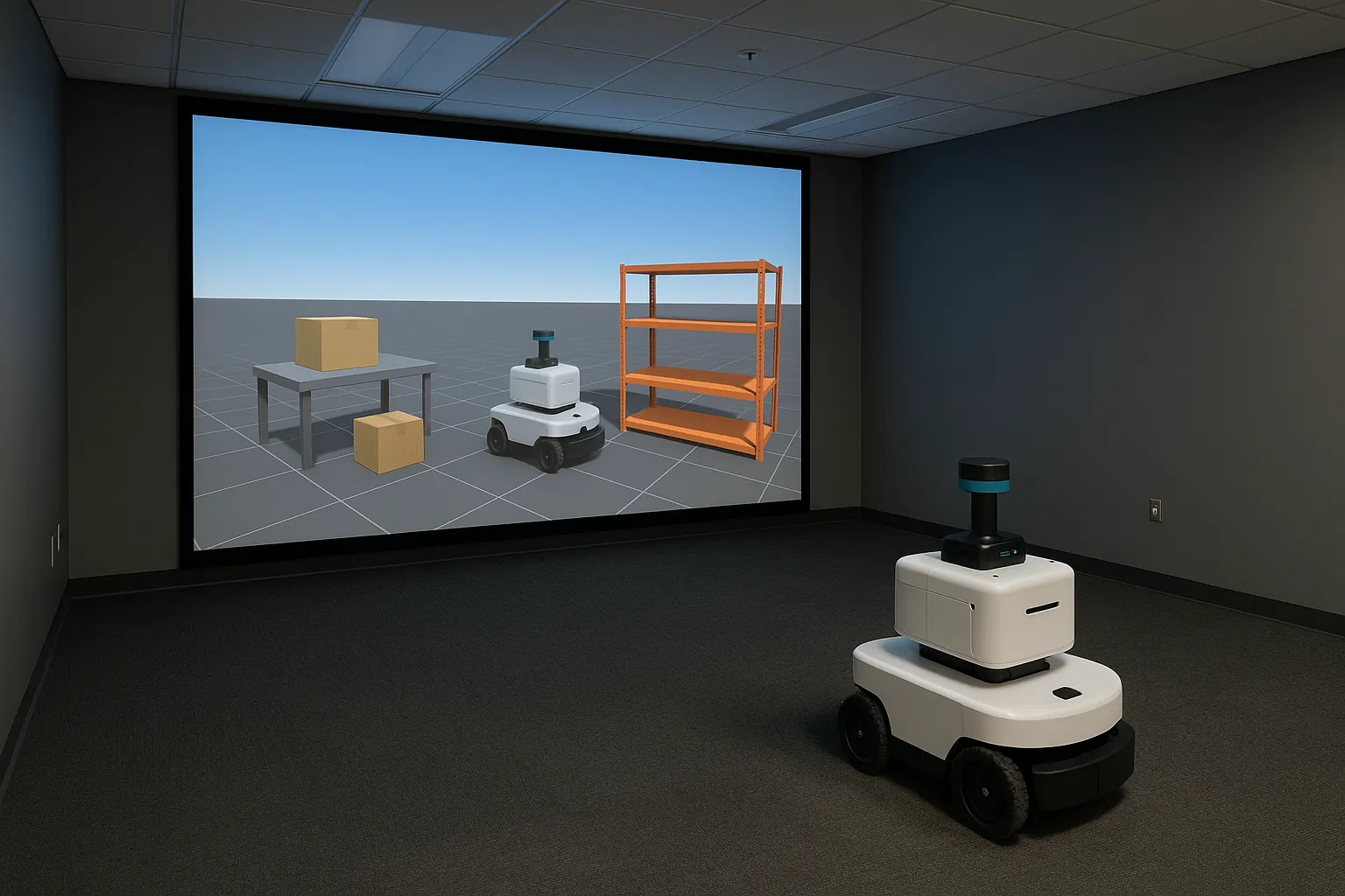 Simulation environment on large screen.